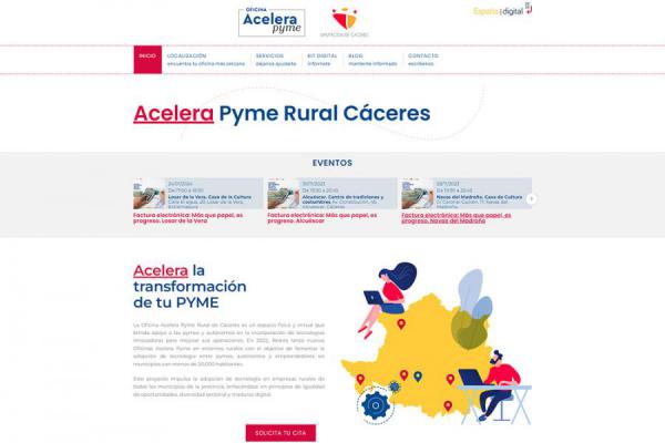 Plataforma de gestión actuaciones Acelerapyme Diputación de Cáceres